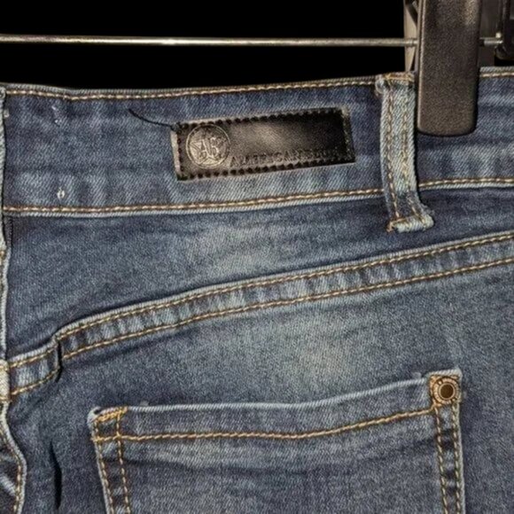 American Blue Straight Leg Mid Rise Distress Medium Wash Rinse Denim Jeans Pants - Picture 5 of 6